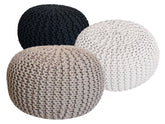 Evelyn - Pouf Set 3 Stuks - Grof Gebreid - 100% Gerecycled Katoen - Ø 55 cm
